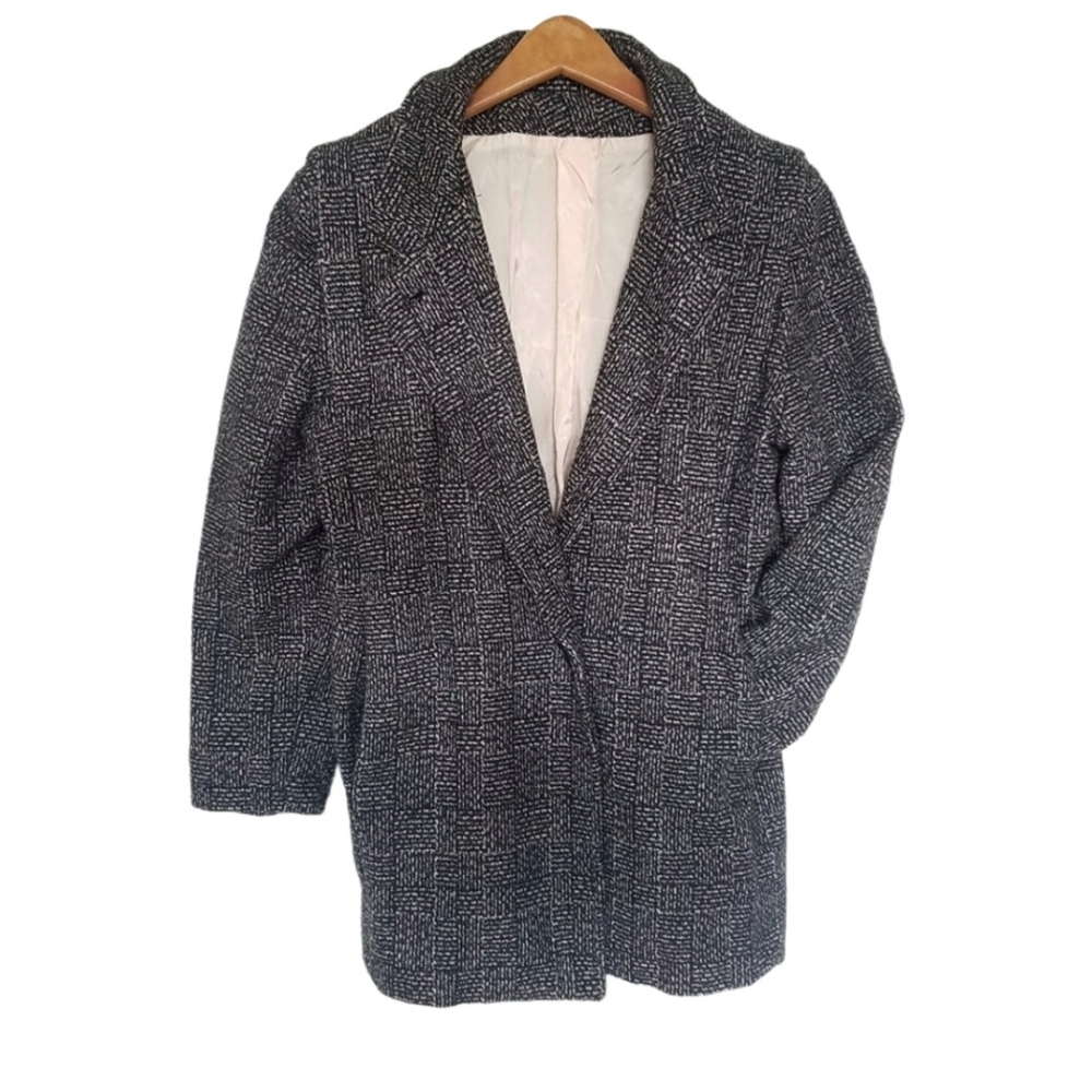 Pea Coat Winter coat/jacket tweed charcoal & pink Size 5